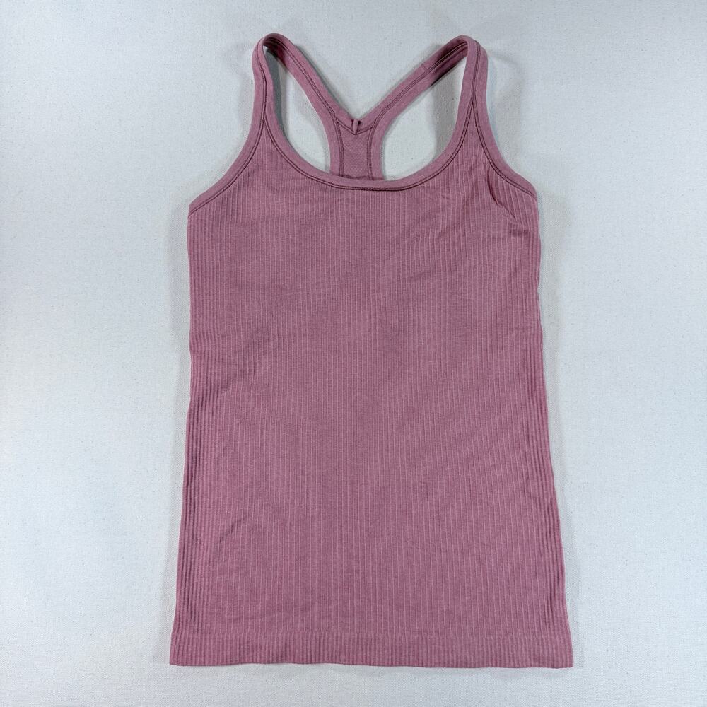 Lululemon Ebb to Street Tank Top Seamless Built-In Shelf Bra Heathered Pink 4